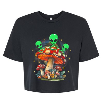 Funny Magic Mushroom Alien Trippy Shroom Lsdweed Acid Trip Bella+Canvas Jersey Crop Tee