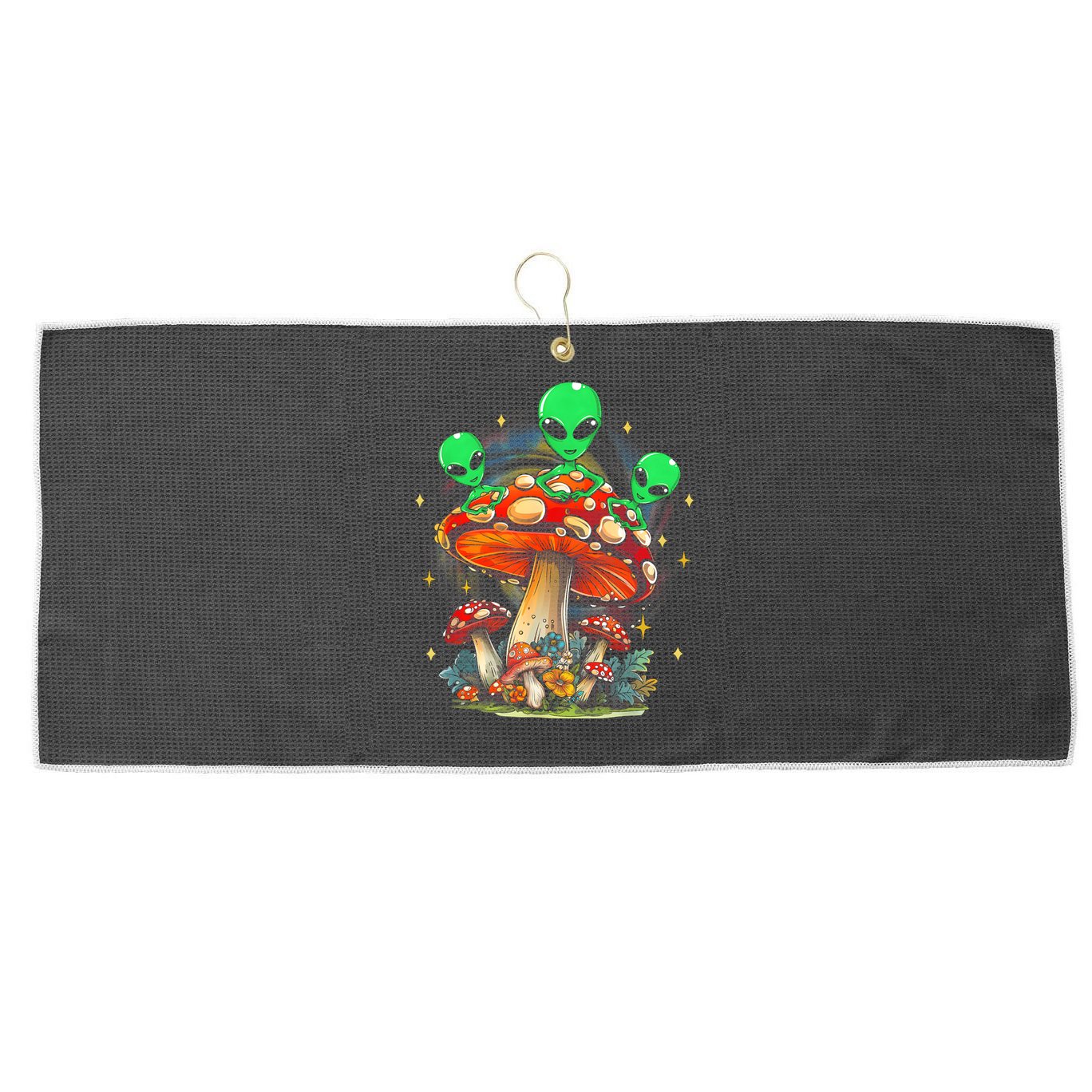 Funny Magic Mushroom Alien Trippy Shroom Lsdweed Acid Trip Large Microfiber Waffle Golf Towel