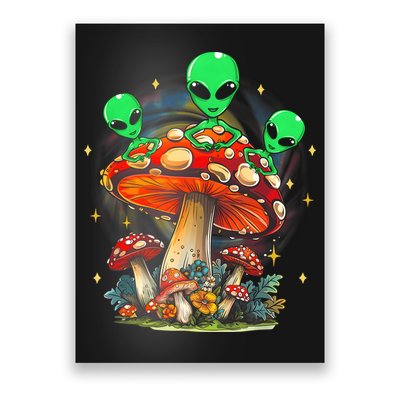 Funny Magic Mushroom Alien Trippy Shroom Lsdweed Acid Trip Poster