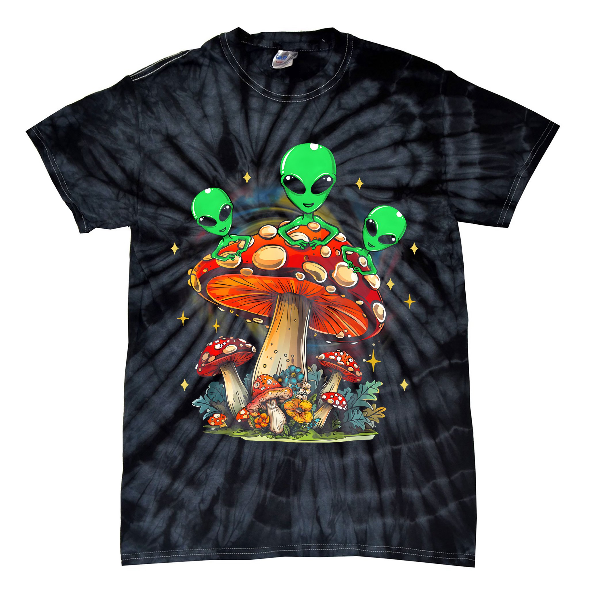 Funny Magic Mushroom Alien Trippy Shroom Lsdweed Acid Trip Tie-Dye T-Shirt