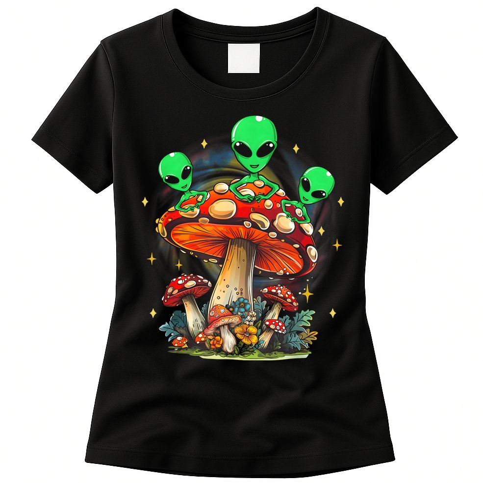 Funny Magic Mushroom Alien Trippy Shroom Lsdweed Acid Trip Womens T-Shirt