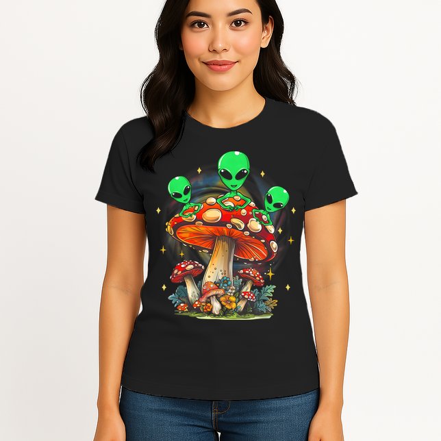 Funny Magic Mushroom Alien Trippy Shroom Lsdweed Acid Trip Womens T-Shirt