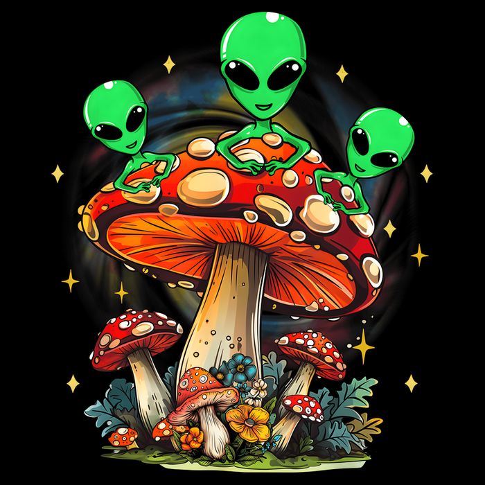 Funny Magic Mushroom Alien Trippy Shroom Lsdweed Acid Trip Womens T-Shirt