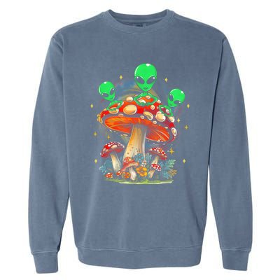 Funny Magic Mushroom Alien Trippy Shroom Lsdweed Acid Trip Garment-Dyed Sweatshirt