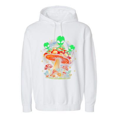 Funny Magic Mushroom Alien Trippy Shroom Lsdweed Acid Trip Garment-Dyed Fleece Hoodie