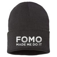 Fomo Made Me Do It Fear Of Missing Out Meme Funny Sustainable Knit Beanie