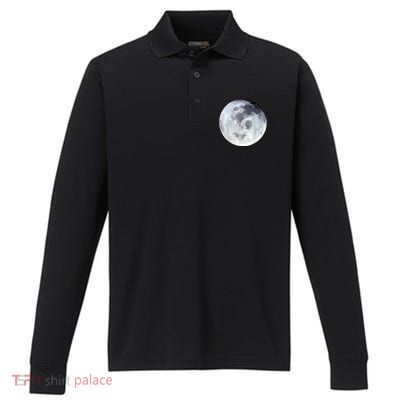 Full Moon Moon Phases Astrology Performance Long Sleeve Polo