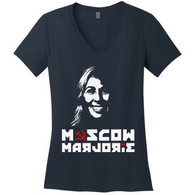 Funny Moscow Marjorie Women's V-Neck T-Shirt