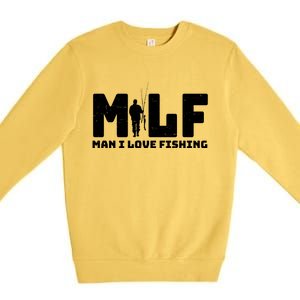 Funny MILF Man I Love Fishing Premium Crewneck Sweatshirt