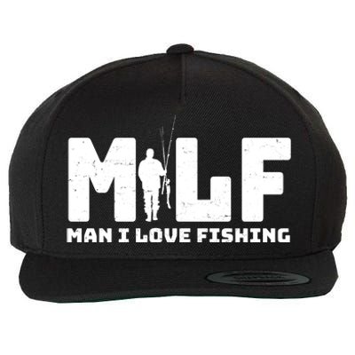 Funny MILF Man I Love Fishing Wool Snapback Cap