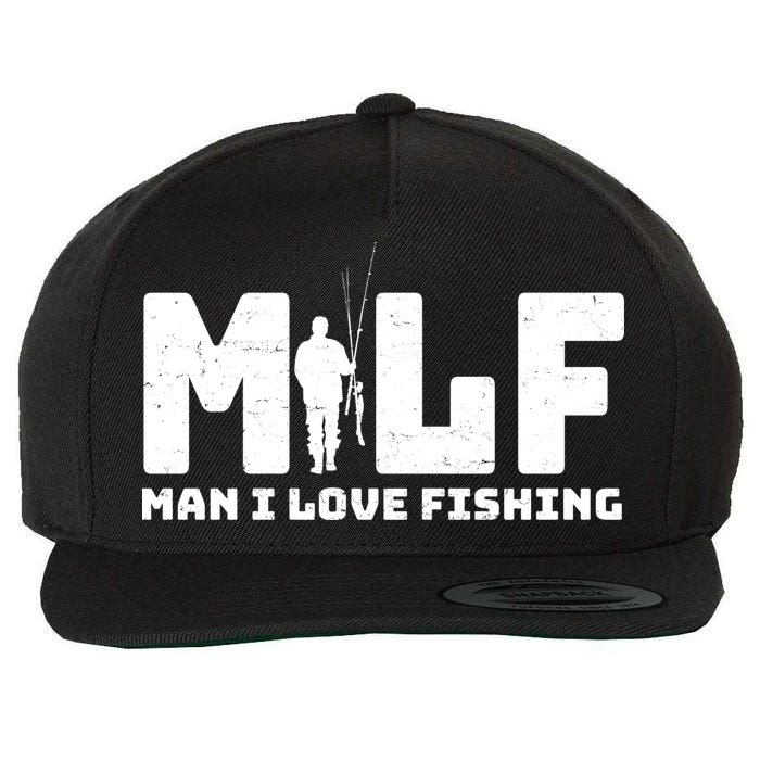 Funny MILF Man I Love Fishing Wool Snapback Cap