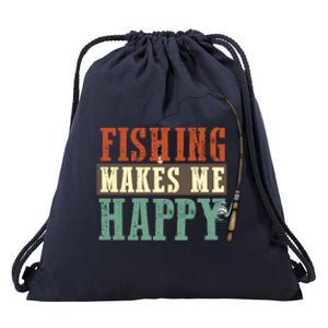 Fishing Makes Me Happy Drawstring Bag