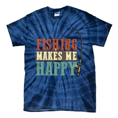 Fishing Makes Me Happy Tie-Dye T-Shirt