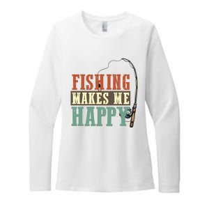 Fishing Makes Me Happy Womens CVC Long Sleeve Shirt