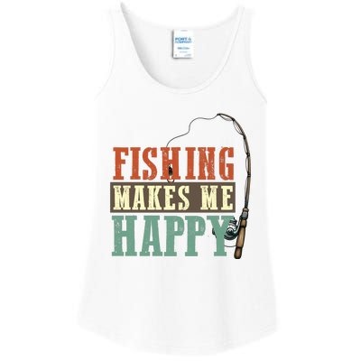 Fishing Makes Me Happy Ladies Essential Tank