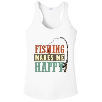 Fishing Makes Me Happy Ladies PosiCharge Competitor Racerback Tank