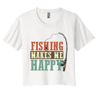 Fishing Makes Me Happy Women's Crop Top Tee