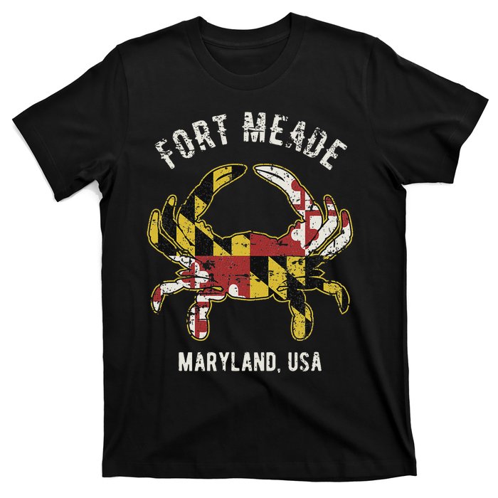 Fort Meade Maryland Usa Crab Vintage Distressed Style Design T-Shirt