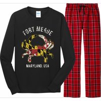 Fort Meade Maryland Usa Crab Vintage Distressed Style Design Long Sleeve Pajama Set