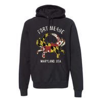 Fort Meade Maryland Usa Crab Vintage Distressed Style Design Premium Hoodie