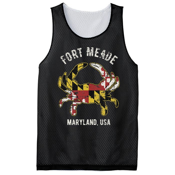 Fort Meade Maryland Usa Crab Vintage Distressed Style Design Mesh Reversible Basketball Jersey Tank