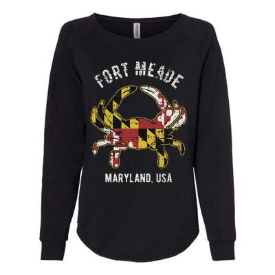 Fort Meade Maryland Usa Crab Vintage Distressed Style Design Womens California Wash Sweatshirt