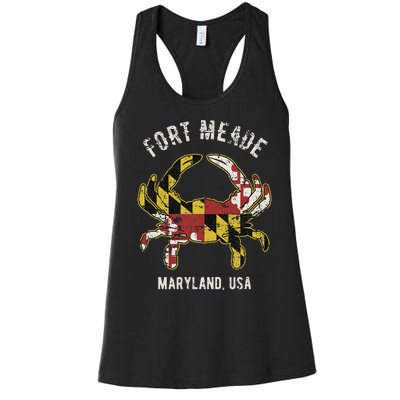 Fort Meade Maryland Usa Crab Vintage Distressed Style Design Women's Racerback Tank