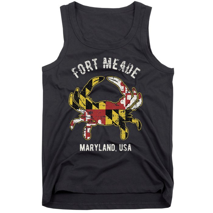 Fort Meade Maryland Usa Crab Vintage Distressed Style Design Tank Top