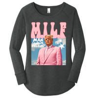 Funny Milf Man I Love Felons Trump President Supporters 2024 Women's Perfect Tri Tunic Long Sleeve Shirt