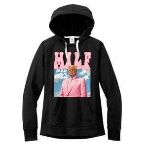 Funny Milf Man I Love Felons Trump President Supporters 2024 Women's Fleece Hoodie