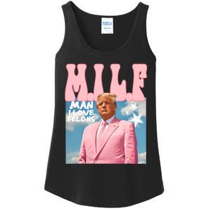 Funny Milf Man I Love Felons Trump President Supporters 2024 Ladies Essential Tank