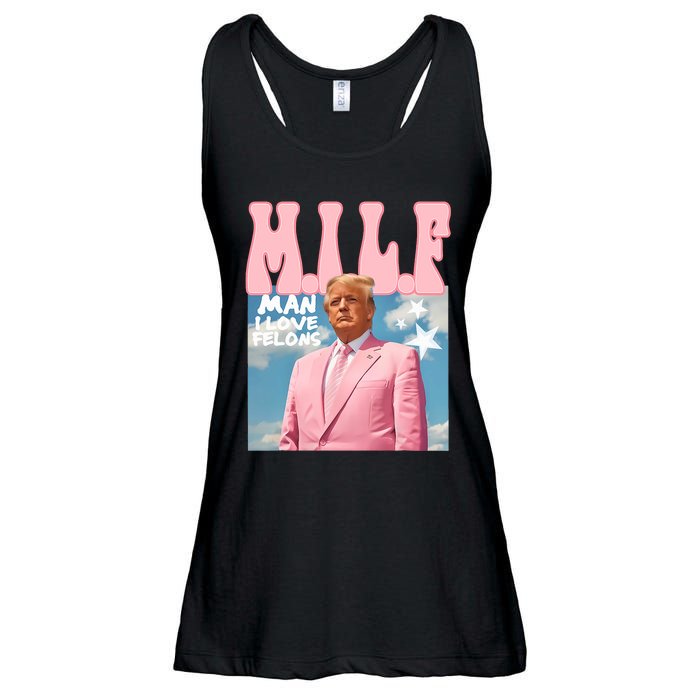 Funny Milf Man I Love Felons Trump President Supporters 2024 Ladies Essential Flowy Tank