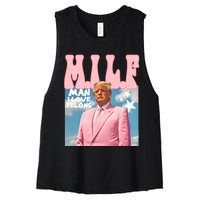 Funny Milf Man I Love Felons Trump President Supporters 2024 Women's Racerback Cropped Tank