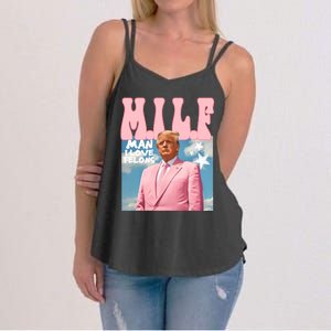 Funny Milf Man I Love Felons Trump President Supporters 2024 Women's Strappy Tank