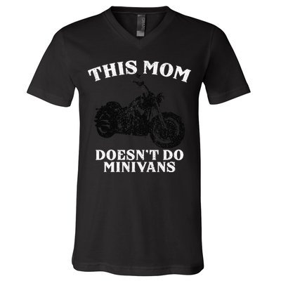 Funny Motorcycle Mom Biker Minivan Mother's Day Motor Bike V-Neck T-Shirt