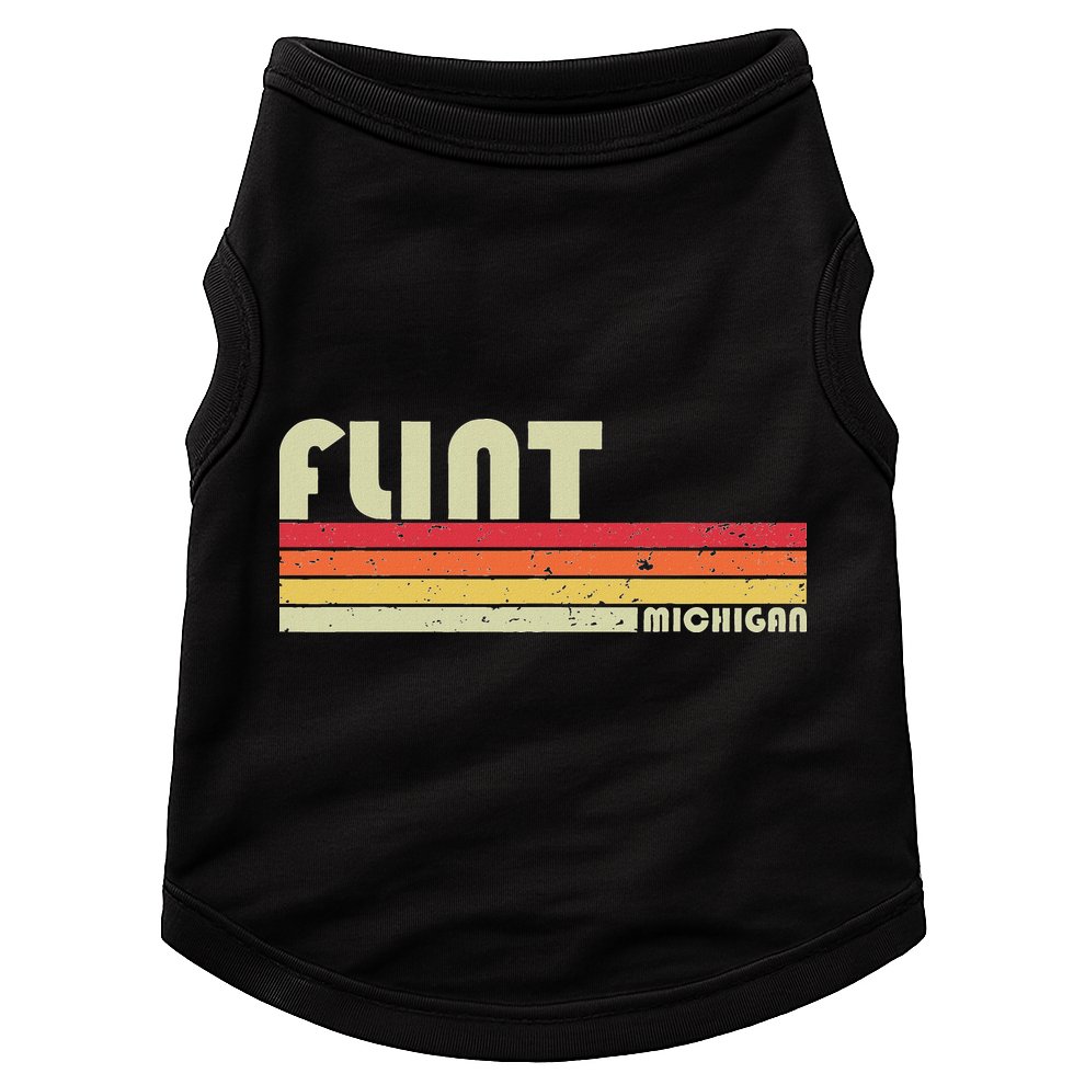 Flint Mi Michigan Funny City Home Roots Gift Retro 70s 80s Doggie Tank