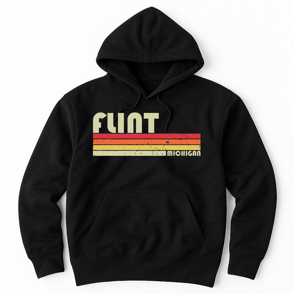 Flint Mi Michigan Funny City Home Roots Gift Retro 70s 80s Hoodie