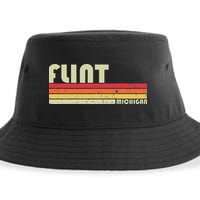Flint Mi Michigan Funny City Home Roots Gift Retro 70s 80s Sustainable Bucket Hat