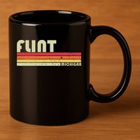 Flint Mi Michigan Funny City Home Roots Gift Retro 70s 80s 11oz C Handle Ceramic Mug