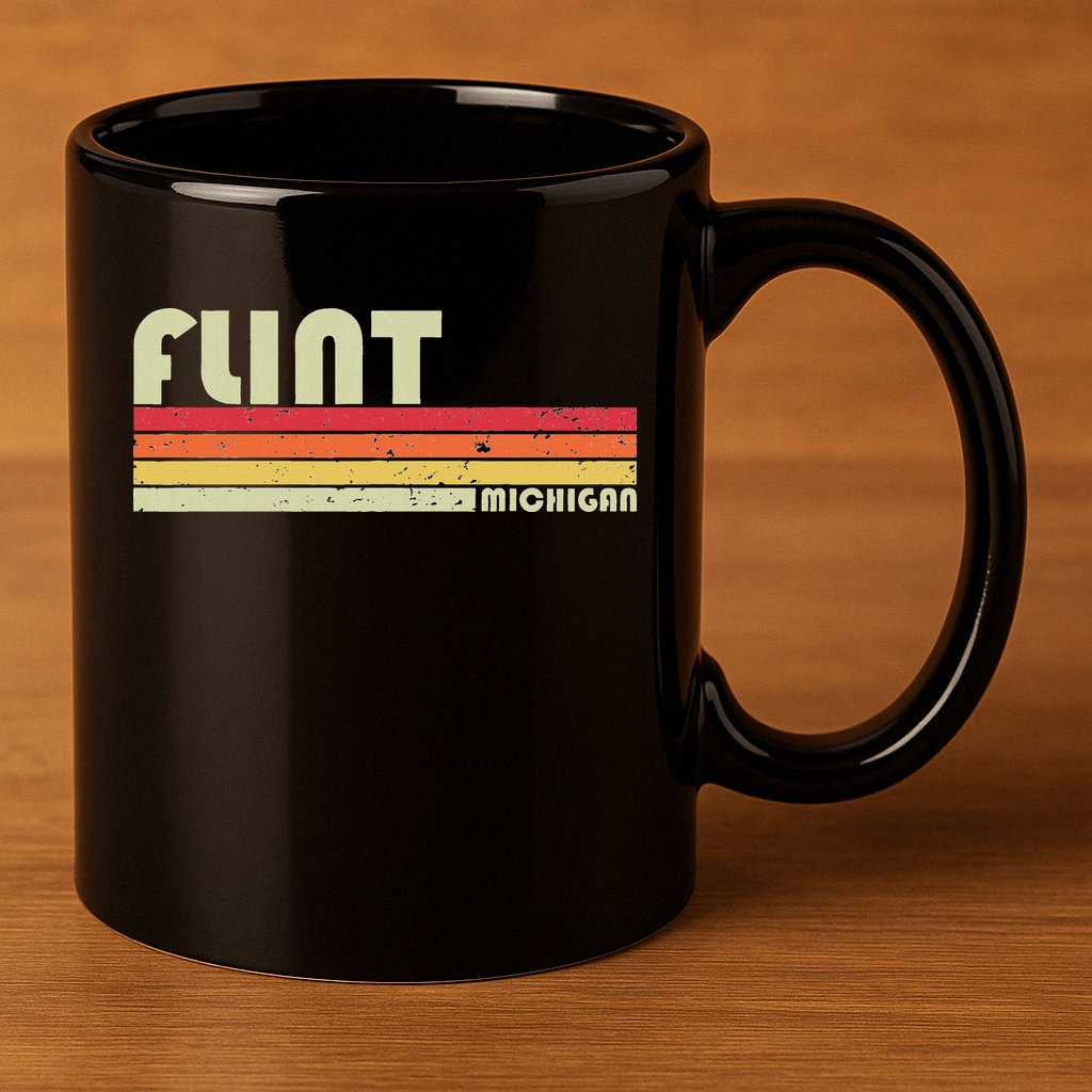 Flint Mi Michigan Funny City Home Roots Gift Retro 70s 80s 11oz C Handle Ceramic Mug