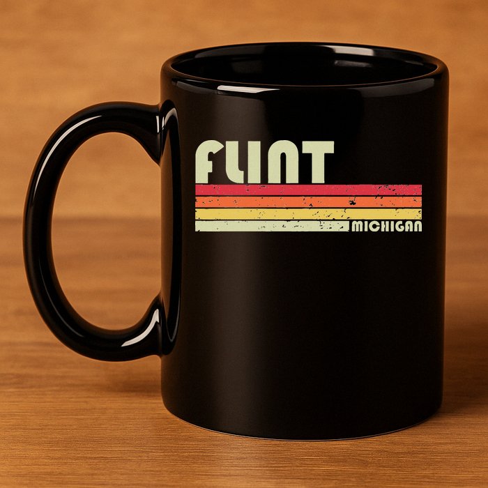 Flint Mi Michigan Funny City Home Roots Gift Retro 70s 80s 11oz C Handle Ceramic Mug