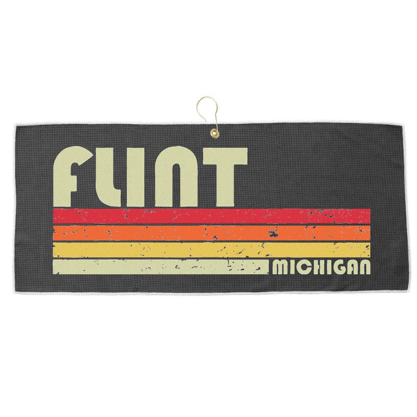 Flint Mi Michigan Funny City Home Roots Gift Retro 70s 80s Large Microfiber Waffle Golf Towel
