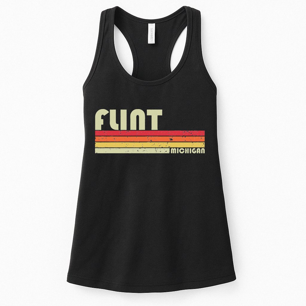 Flint Mi Michigan Funny City Home Roots Gift Retro 70s 80s Womens Tank Top