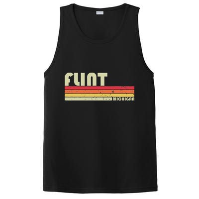 Flint Mi Michigan Funny City Home Roots Gift Retro 70s 80s PosiCharge Competitor Tank