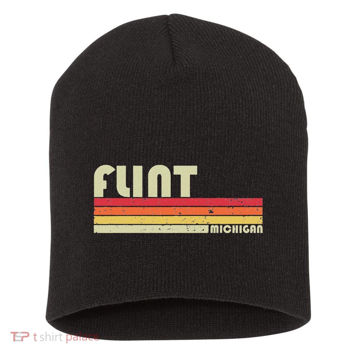 Flint Mi Michigan Funny City Home Roots Gift Retro 70s 80s Short Acrylic Beanie