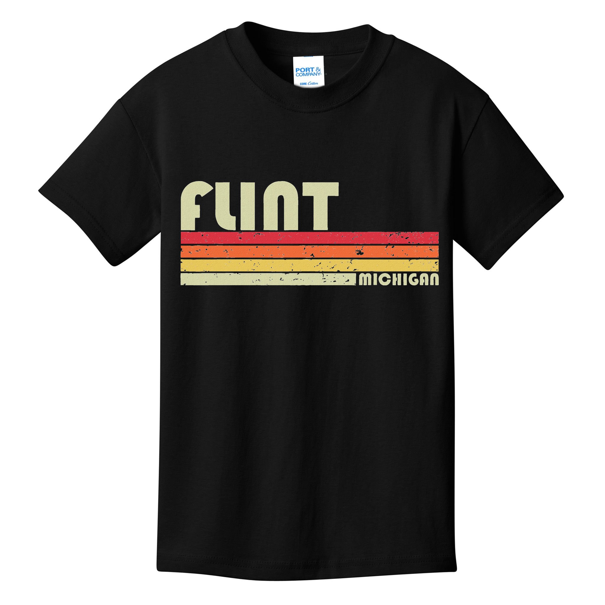 Flint Mi Michigan Funny City Home Roots Gift Retro 70s 80s Kids T-Shirt