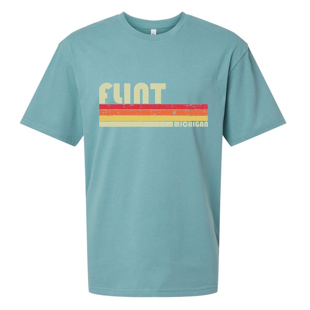 Flint Mi Michigan Funny City Home Roots Gift Retro 70s 80s Sueded Cloud Jersey T-Shirt