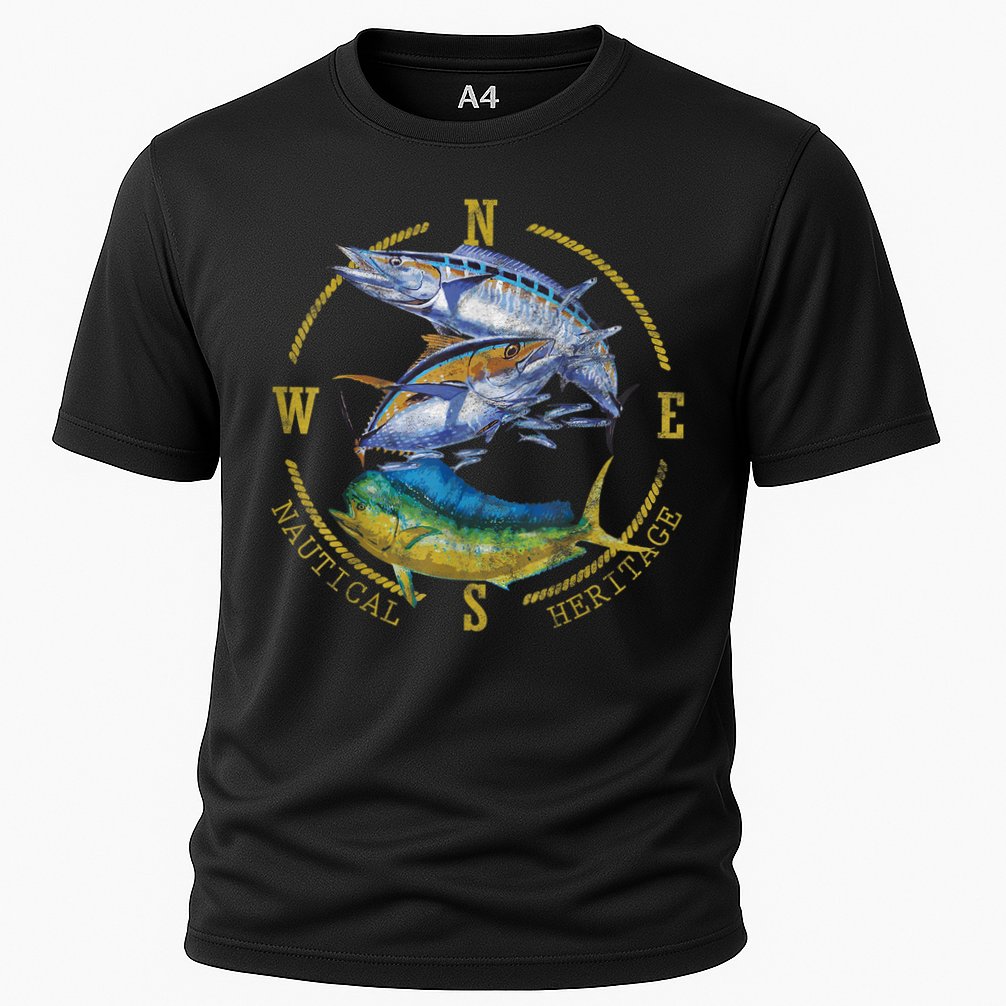 Fish Mahi Mahi Tuna Kingfish Nautical Heritage Fishing Gift Cooling Performance Crew T-Shirt