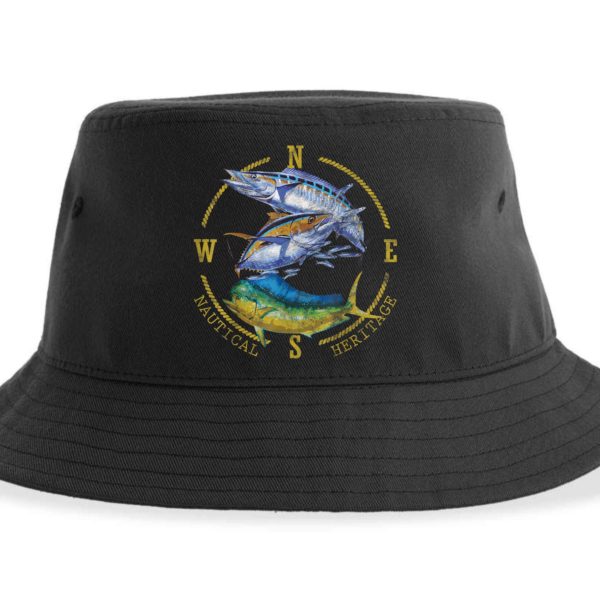 Fish Mahi Mahi Tuna Kingfish Nautical Heritage Fishing Gift Sustainable Bucket Hat