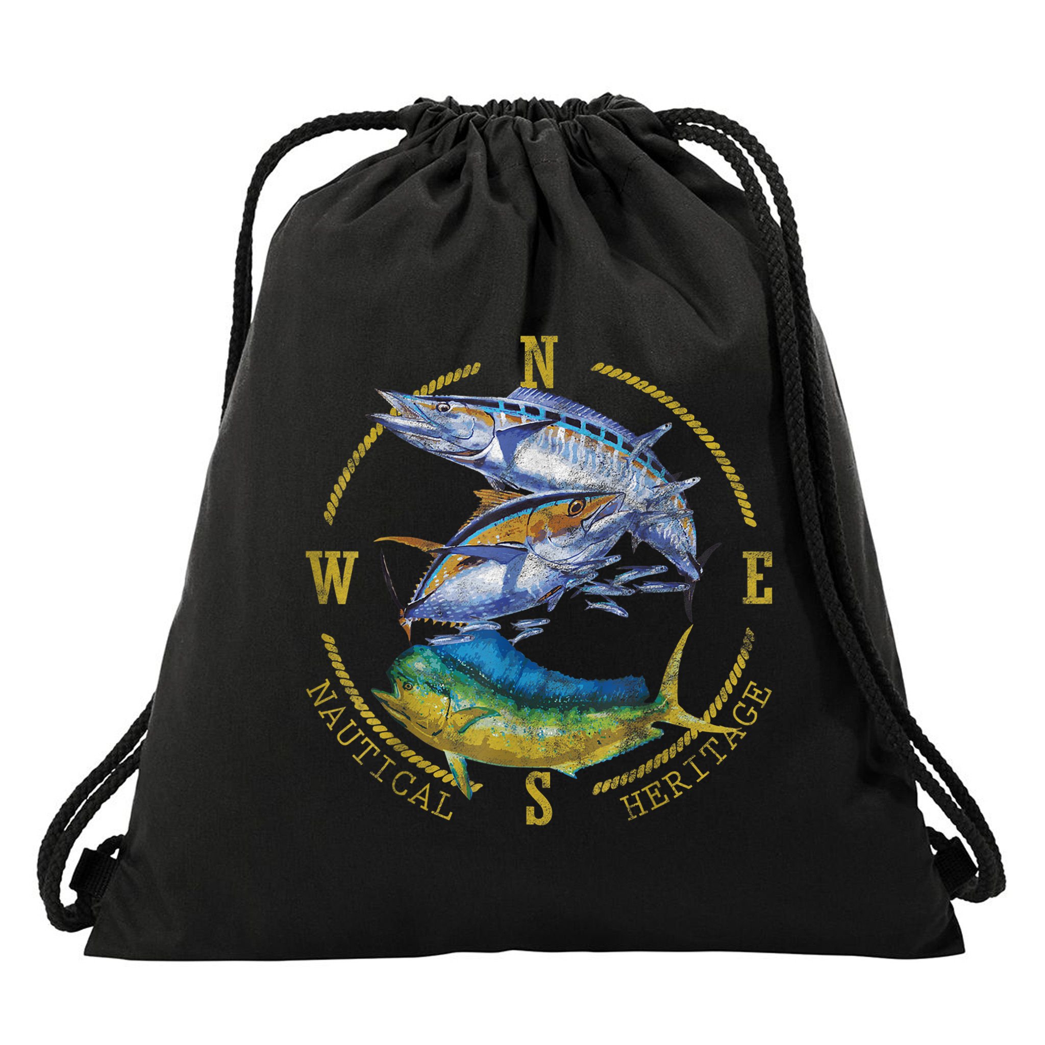 Fish Mahi Mahi Tuna Kingfish Nautical Heritage Fishing Gift Drawstring Bag